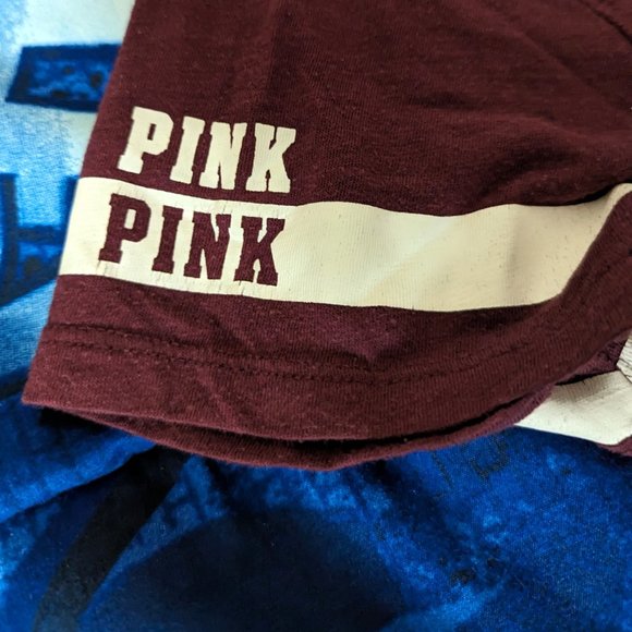 Small Maroon Pink Victoria Secret V Neck T - Picture 2 of 5